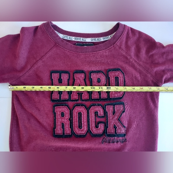Ladies Small HARD ROCK CAFE PITTSBURGH Burgundy Applique LS Sweatshirt - Picture 4 of 8